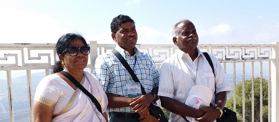 Father Valan and his parents at Place of Transfiguration, Israel, 2017