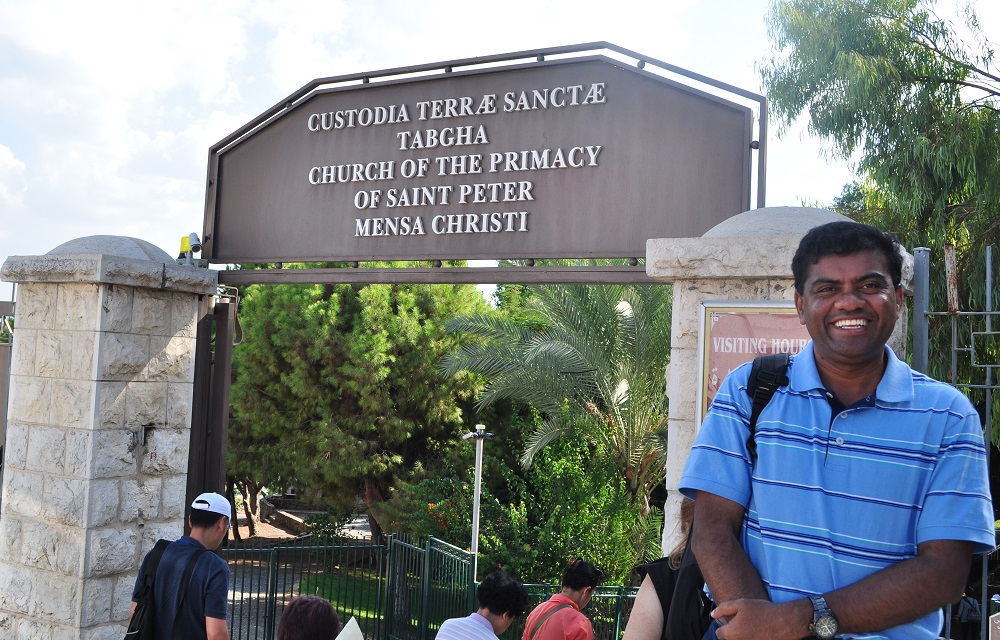 Father Valan in Tabgha, Israel, 2015