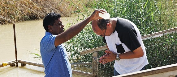 Pilgrim Emmanuel Baltazar Baptismal Renewal at the Jordan River, Qasr-al-Yahud