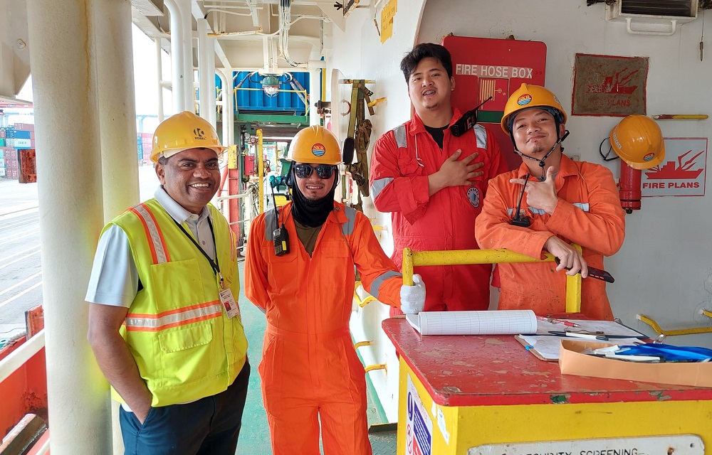 Father Valan on his mission at the Container Terminals, HK