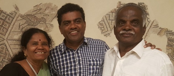 Father Valan with his parents, Israel, 2017