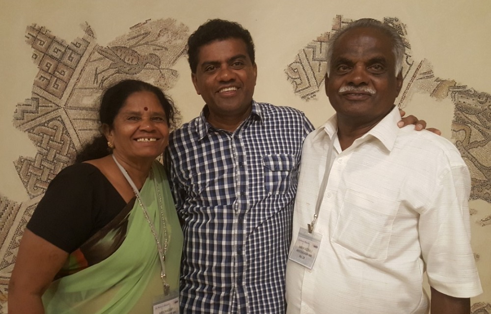 Father Valan with his parents, Israel, 2017
